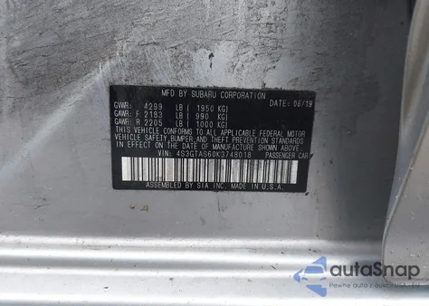 2019 Subaru Impreza 2.0I Limited from USA, damaged, VIN 4S3GTAS60K3748018